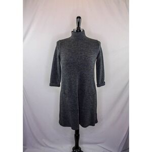 Everly Knit Dress High Neck Gray Pockets Size S